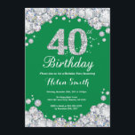40:e Grönten på födelsedagen och Silver Diamond Inbjudningar<br><div class="desc">40:e födelsedagsinbjudan. Grönt och Silver Rhinestone Diamond. Elegant Birthday Bash inbjudan. Vuxen födelsedag. Kvinnor födelsedag. Manar födelsedagen.
Om du vill göra ytterligare anpassningar klickar du på knappen Anpassa och användor verktygen som är utformat för att ändra mallen.</div>