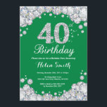 40:e Grönten på födelsedagen och Silver Diamond Inbjudningar<br><div class="desc">40:e födelsedagsinbjudan. Grönt och Silver Rhinestone Diamond. Elegant Birthday Bash inbjudan. Vuxen födelsedag. Kvinnor födelsedag. Manar födelsedagen.
Om du vill göra ytterligare anpassningar klickar du på knappen Anpassa och användor verktygen som är utformat för att ändra mallen.</div>