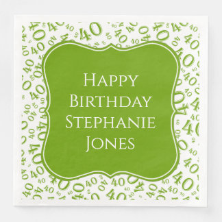 40:e Grönten på födelsedagen/vit Random Mönster 40 Pappersservett