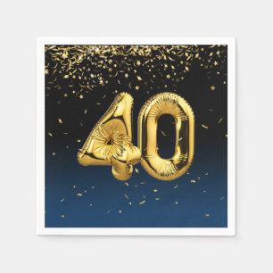 40:e Guld-ballonger och konfetti-blöjor Pappersservett
