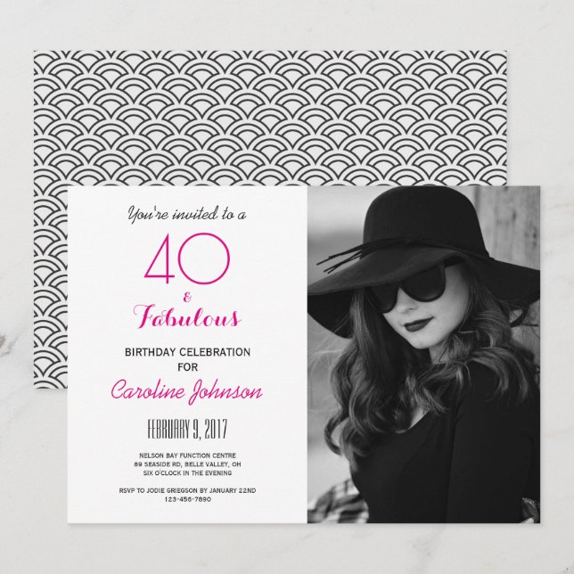 40:e inbjudan till födelsedagspartiet - 40 & Fabul (Fram/baksida)