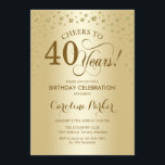 40:e inbjudan till födelsedagspartiet - Guld<br><div class="desc">40:e födelsedagsinbjudan. Elegantens utformning med faux glitter guld. Skål till 40 år! Berätta om du behöver anpassa dig ytterligare.</div>