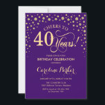 40:e inbjudan till födelsedagspartiet - Guld Lila<br><div class="desc">40:e födelsedagsinbjudan. Utformning av eleganten med faux glitter guld och lila. Skål till 40 år! Berätta om du behöver anpassa dig ytterligare.</div>