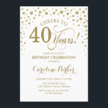 40:e inbjudan till födelsedagspartiet - Guld och V<br><div class="desc">40:e födelsedagsinbjudan. Elegantens utformning med faux glitter guld och vit. Skål till 40 år! Berätta om du behöver anpassa dig ytterligare.</div>