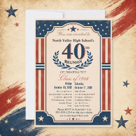 40:e klassåterträff Americana Röd Vit Inbjudningar