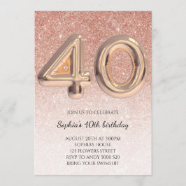 40:e kvinnodagen Ro Guld Glitter Eleganten Inbjudningar