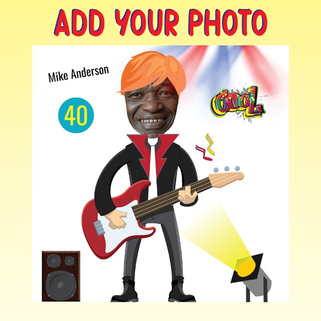 40:e Manar 🎸 🤣 Rockstar Birthday Guitar Funky Ro Presentpapper (Skapare uppladdad)