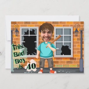 40:e Manarna, födelsedagsdagen Dålig Boy Funny Ans Inbjudningar