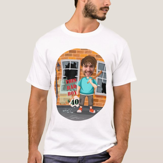40:e Manarna, födelsedagsdagen Dålig Boy Funny Ans T Shirt (Framsida)