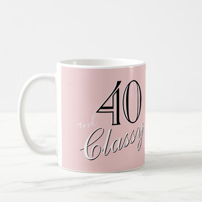 40:e och Classy  Rosa Elegant, födelsedag Kaffemugg (Vänster)