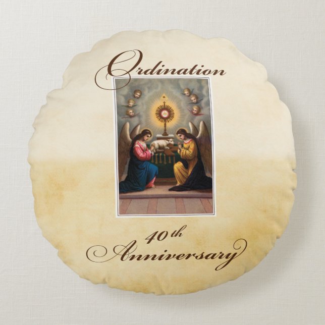 40:e ordningens årsdag Änglar i Altar Rund Kudde (Framsidan)