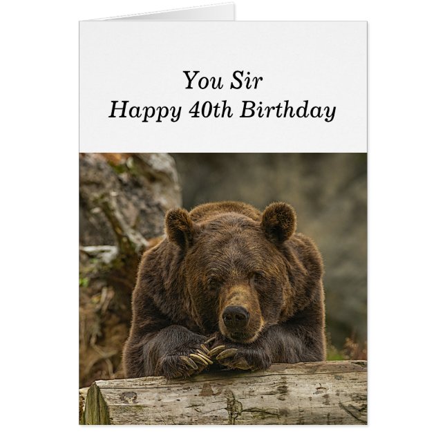 40:e över Backe seriöst Tittar grizzlybjörn Hälsningskort (Framsidan)