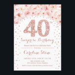 40:e överraskande Födelsedagsfesten - Vit ros Guld Inbjudningar<br><div class="desc">40:e födelsedagsinbjudan. Elegantens utformning i faux glitter ro guld och vitt.  rosa ros,  konfekt och diamanter med vattenfärg. Perfekt för glam firande.</div>