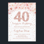 40:e överraskande Födelsedagsfesten - Vit ros Guld Inbjudningar<br><div class="desc">40:e födelsedagsinbjudan. Elegantens utformning i faux glitter ro guld och vitt.  rosa ros,  konfekt och diamanter med vattenfärg. Perfekt för glam firande.</div>