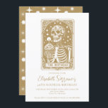 40:e överraskningen Gothic Guld Tarot Inbjudningar<br><div class="desc">En 40:e överraskning födelsedagsfest inbjudan i stil på ett guld-tjärkort,  med cupkaka och ljus från skelett och födelsedags. En rolig,  modig,  okulär vibe. Inbjudan är tillgänglig i utskrift,  som en digital nedladdning,  eller båda.</div>
