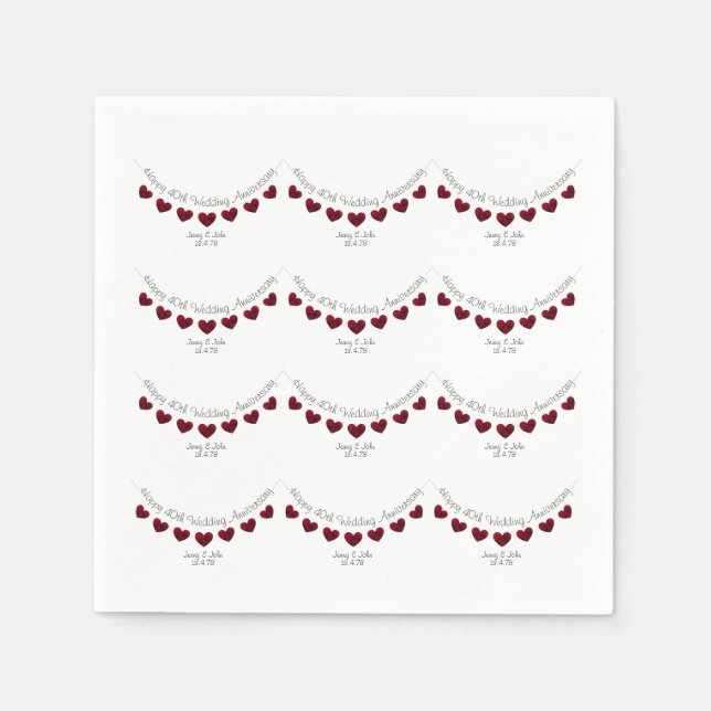 40:e personlig-servetter från Ruby Bröllop på årsd Pappersservett (Framsidan)