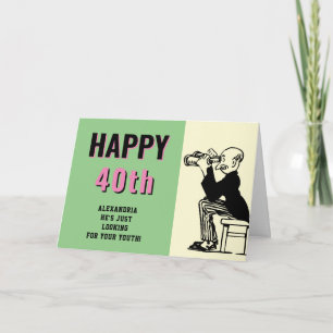 40:e Personligen Retro Funny Tecknad Kort