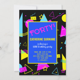 40:e retro Colorful Birthday-firande Inbjudningar