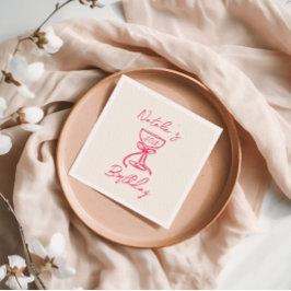 40:e Rosa Hand plockade Champagne Bow Glass Birthd Pappersservett