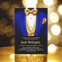 40:e Royalet Blue och Guld Tuxedo Birthday Event