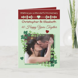 40:e Ruby Anniury grönt-burgundy Kort