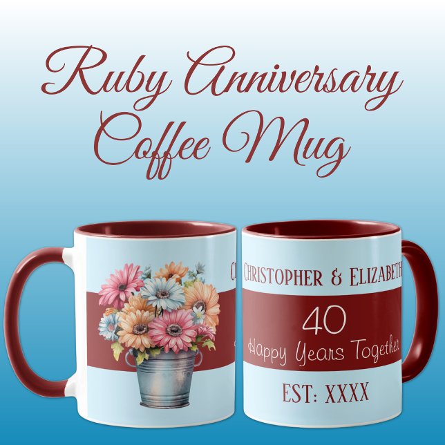 40:e ruby-årsdagen blommor namn blue mugg (Skapare uppladdad)