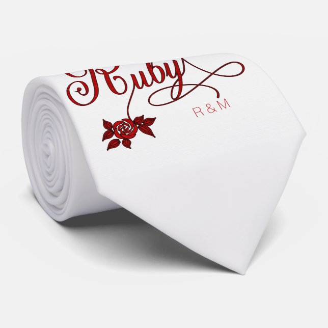 40:e Ruby-årsdagen med Datum och Initialer Slips (Rullad)