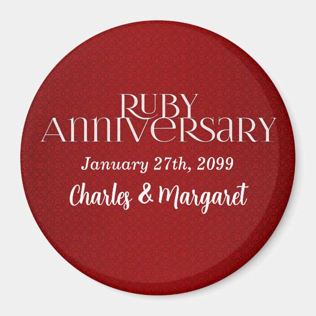 40:e Ruby Bröllop Annivsersary Magnet (Framsidan)