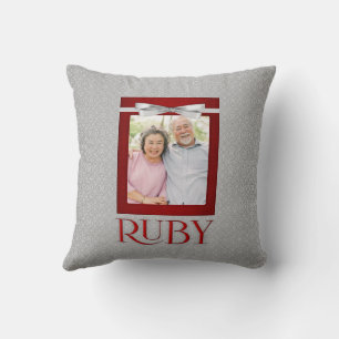 40:e Ruby Bröllop Annivsersary Photo Kudde