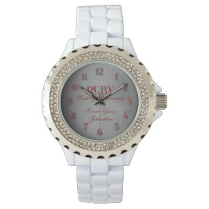 40:e Ruby Bröllop Annivsersary Red Armbandsur