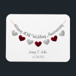 40:e Ruby Bröllop-årsdagen för buntning av gåva/fa Magnet<br><div class="desc">Personlig 40:e ruby bröllop-årsjubileet med silver och rödhjärtklappning. En underbar present till en make och fru som firar 40 år av giftermål. Eller ett par till gästerna i ge i party. Texten kan vara personlig till namn och bröllop-datumet för lycklig-paret. Det finns också ett matchande kort i den här snyggten...</div>