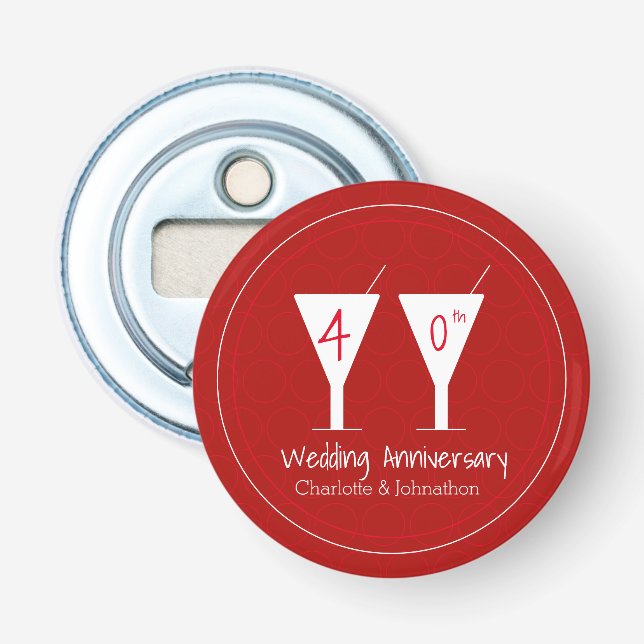 40:e Ruby Bröllop-årsdagen för cocktailglas Flasköppnare (Framsidan)