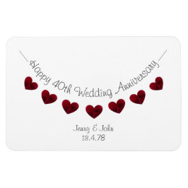 40:e ruby bröllop-årsdagen för hjärtbuntning magnet