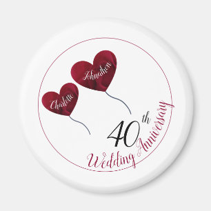40:e Ruby bröllop-årsdagen: röda hjärtballonge Magnet