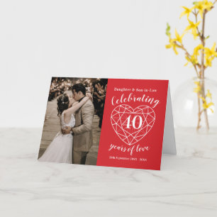 40:e Ruby Bröllop-årsjubileet för hjärtkort Kort