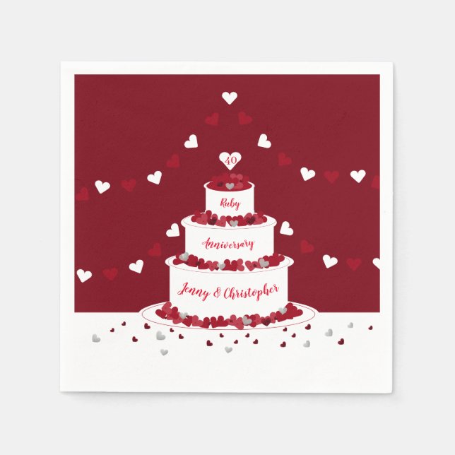 40:e ruby bröllop-årsjubileet och buntning pappersservett (Framsidan)