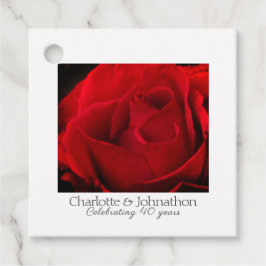 40:e Ruby Bröllop-årsjubileet Röd ros-gåva Gåvor Etiketter