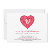 40:e Ruby Bröllop-årsjubileet, vattenfärgshjärta