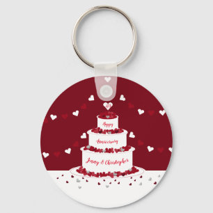 40:e ruby bröllop-årsjubileum, tårtutformning nyckelring