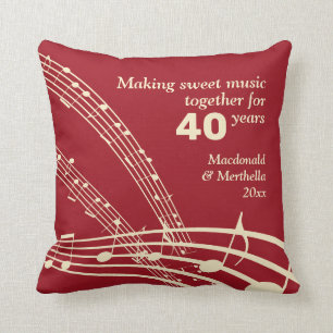 40:e RUBY Bröllop Modern MUSIK NOTER Kudde
