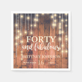 40:e Rustic Brown Wood Ljus födelsedag | Napkins Pappersservett