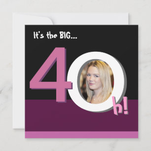 40:e stora 4Åh! Födelsedagsfesten Fotomall - Rosa Inbjudningar