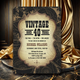 40:e världskartan över teman för Vintagen Party vi Inbjudningar