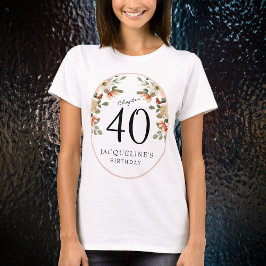 40:e Vintagens Blommigt T Shirt