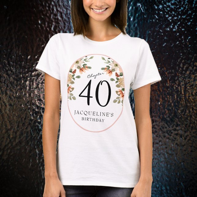 40:e Vintagens Blommigt T Shirt (Our elegant 40th Birthday Vintage Floral t-shirts from Zazzle can transform your party's atmosphere.)