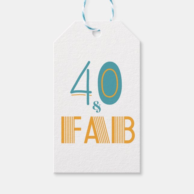 40 & Fab Modern födelsedag Presentetikett (Framsidan)