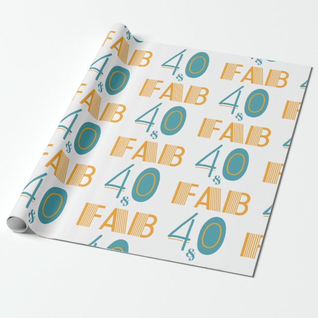 40 & Fab Modern födelsedag Presentpapper (Utrullad)