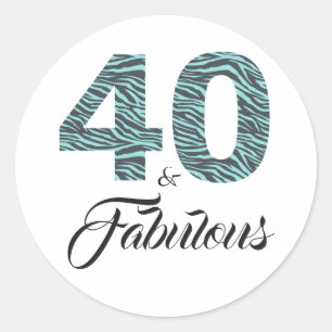 40 Fabulous 40:e födelsedagskalendern Svarta Zebra Runt Klistermärke