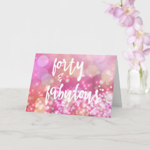 40 & Fabulous, 40:e födelsedagskortet Glamor Bokeh Kort