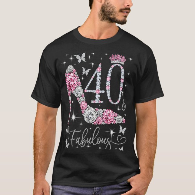 40 & Fabulous 40 Years och Fabulous 40:e Birth T Shirt (Framsida)